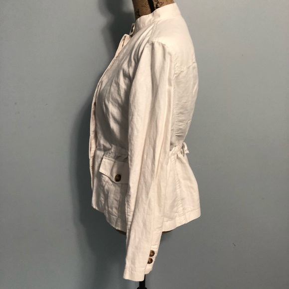 EUC! Talbots White Linen Jacket Size Large Petite - Picture 5 of 13